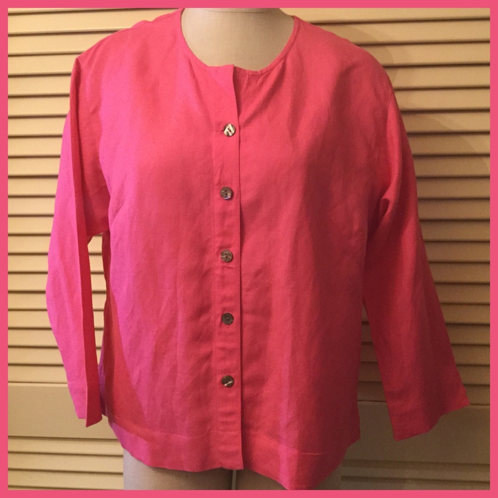 Sigrid Olsen Island Flower Button Front Top